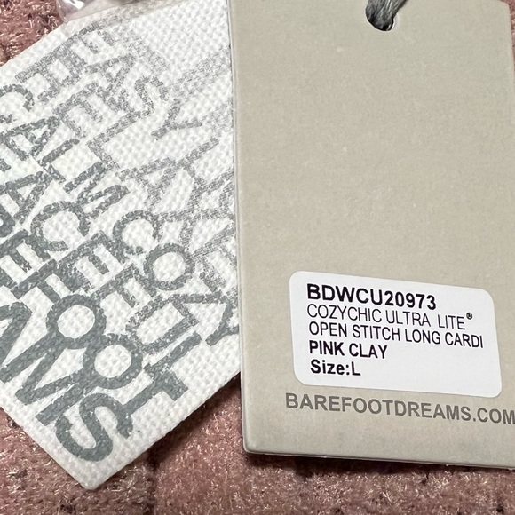 Barefoot Dreams CozyChic Ultra Lite Open Stich Long Cardi - Sz L - Picture 11 of 15